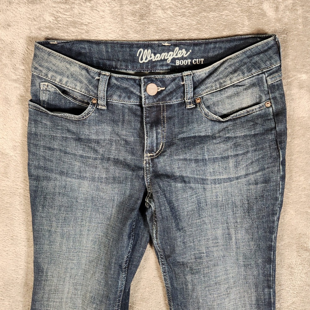 Wrangler Bootcut Jeans Womens 9x30 Blue Excellent Stretch Denim Mid Rise - Picture 5 of 13